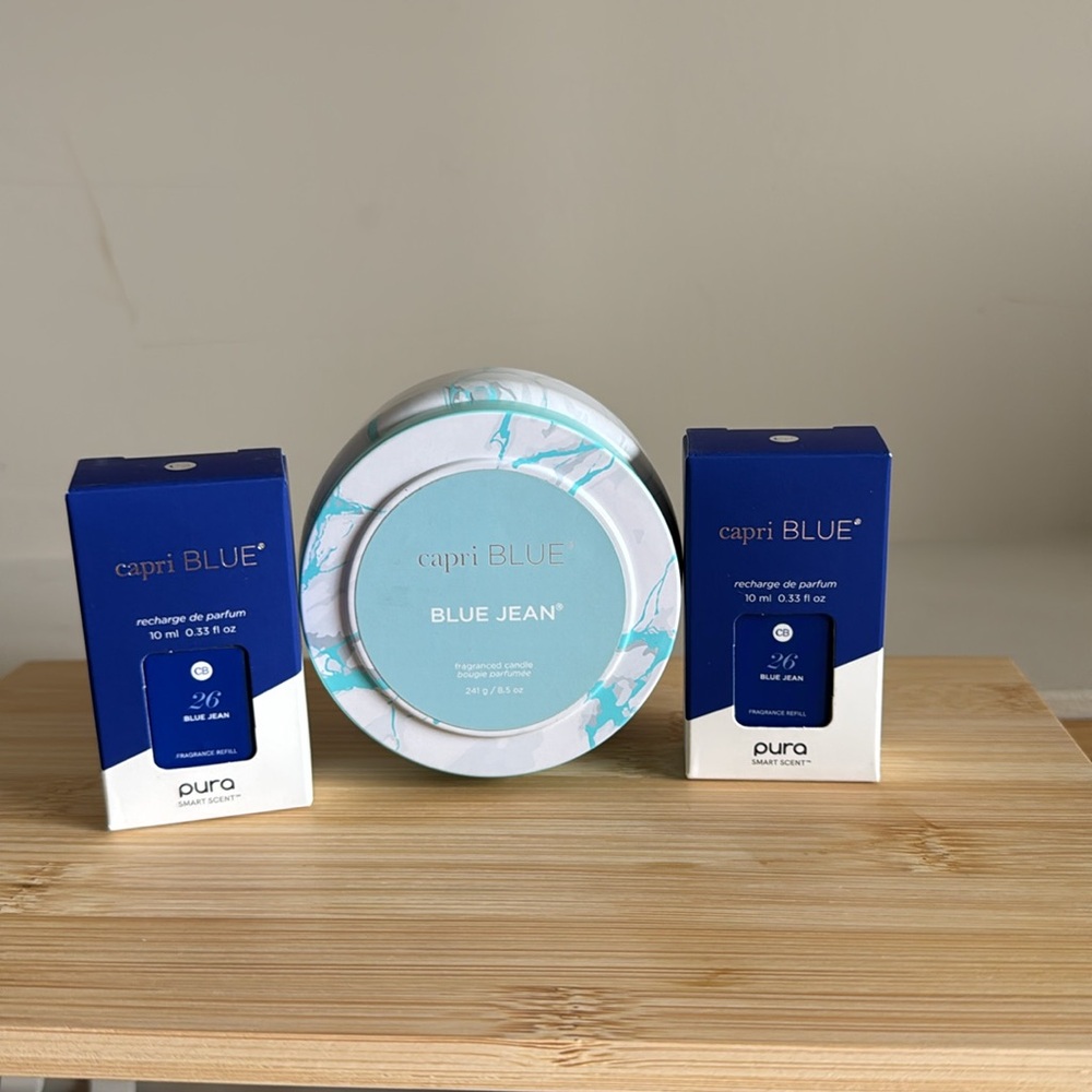 🔥Mega ProMotion Capri Blue Jean Pura Smart Diffuser Pack of 2 and candle Blue